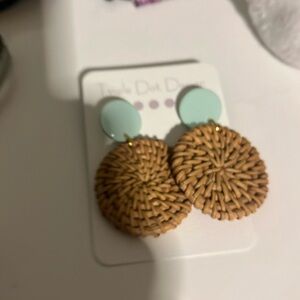 Bamboo/ straw weave earring